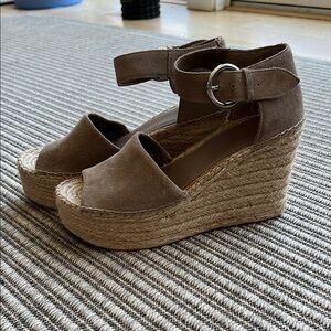 Brown Suede Wedge Sandals